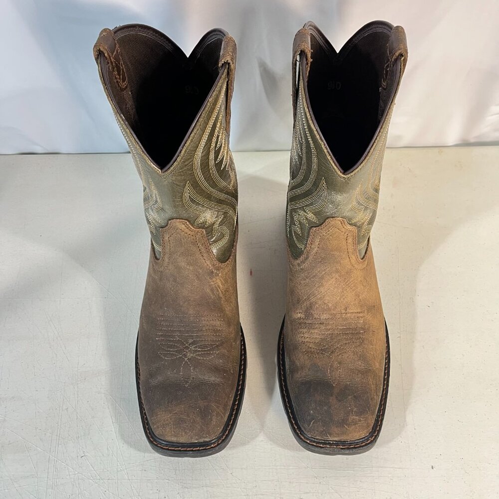 Ariat Groundstomper Work Boots Brown/Olive Green Men’s 9.5 D Pull-On Square Toe - Picture 9 of 15
